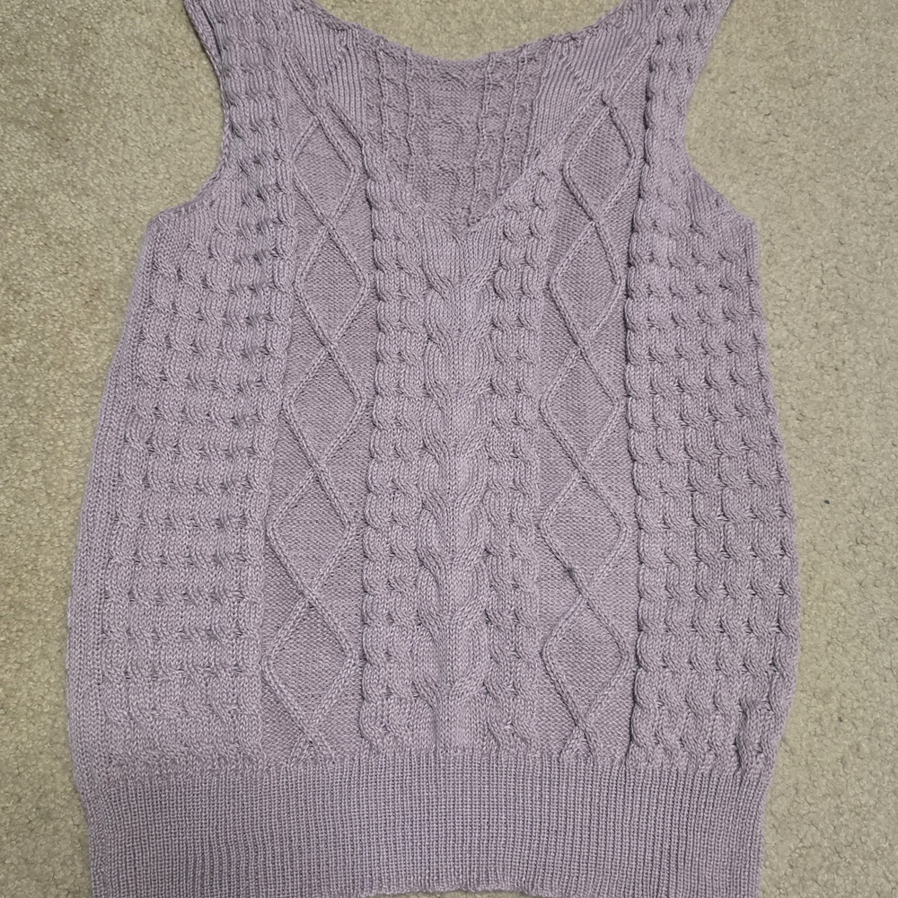 Beige Cable Knit Sweater Vest